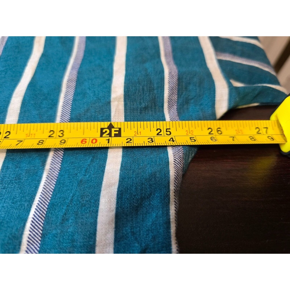 Eden‎ & Olivia Top Women's Turquoise White Stripped Button Down Roll Tab Sleeve - Picture 11 of 14